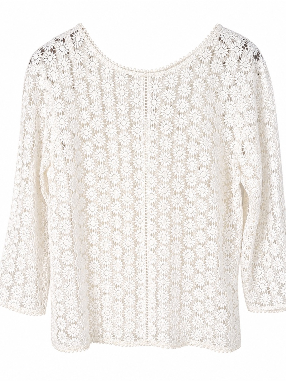 Boden White Floral Crochet Blouse with built in 100% cotton cami